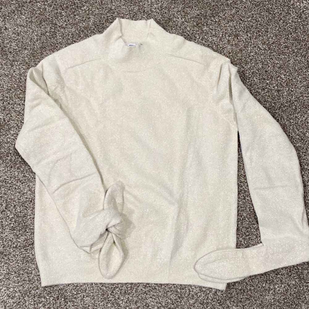 Mango Cream Shimmery Turtleneck Sweater
